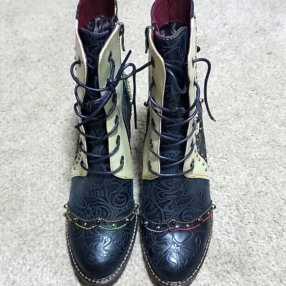 Womens Rare L’Artiste JULE leather boots sz. 8 Spring Step. Front lace, side zip - Picture 4 of 13